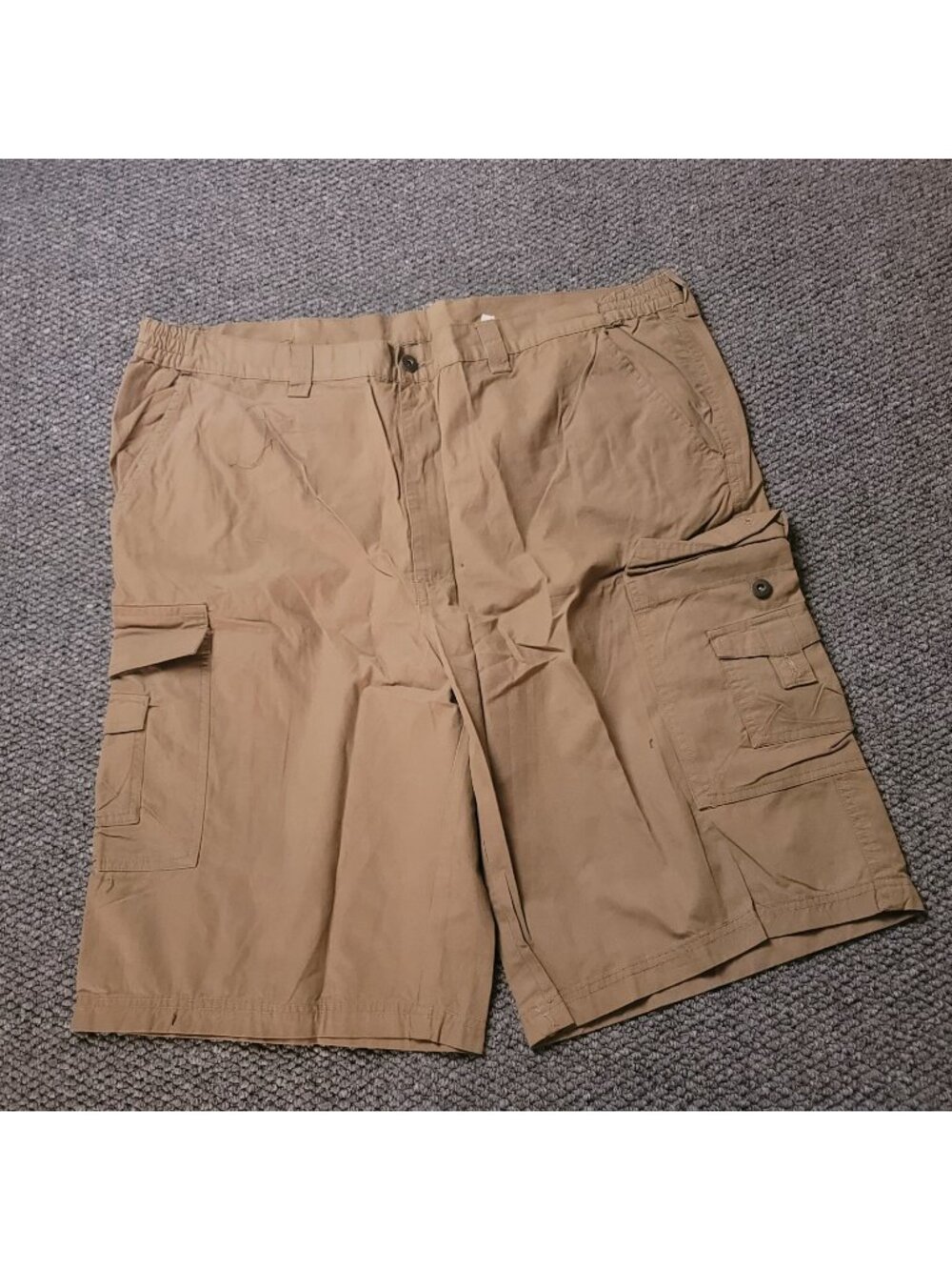 KingSize Cargo Shorts Mens 44 Big Tall Khaki Elastic LL Chino y2K Beige